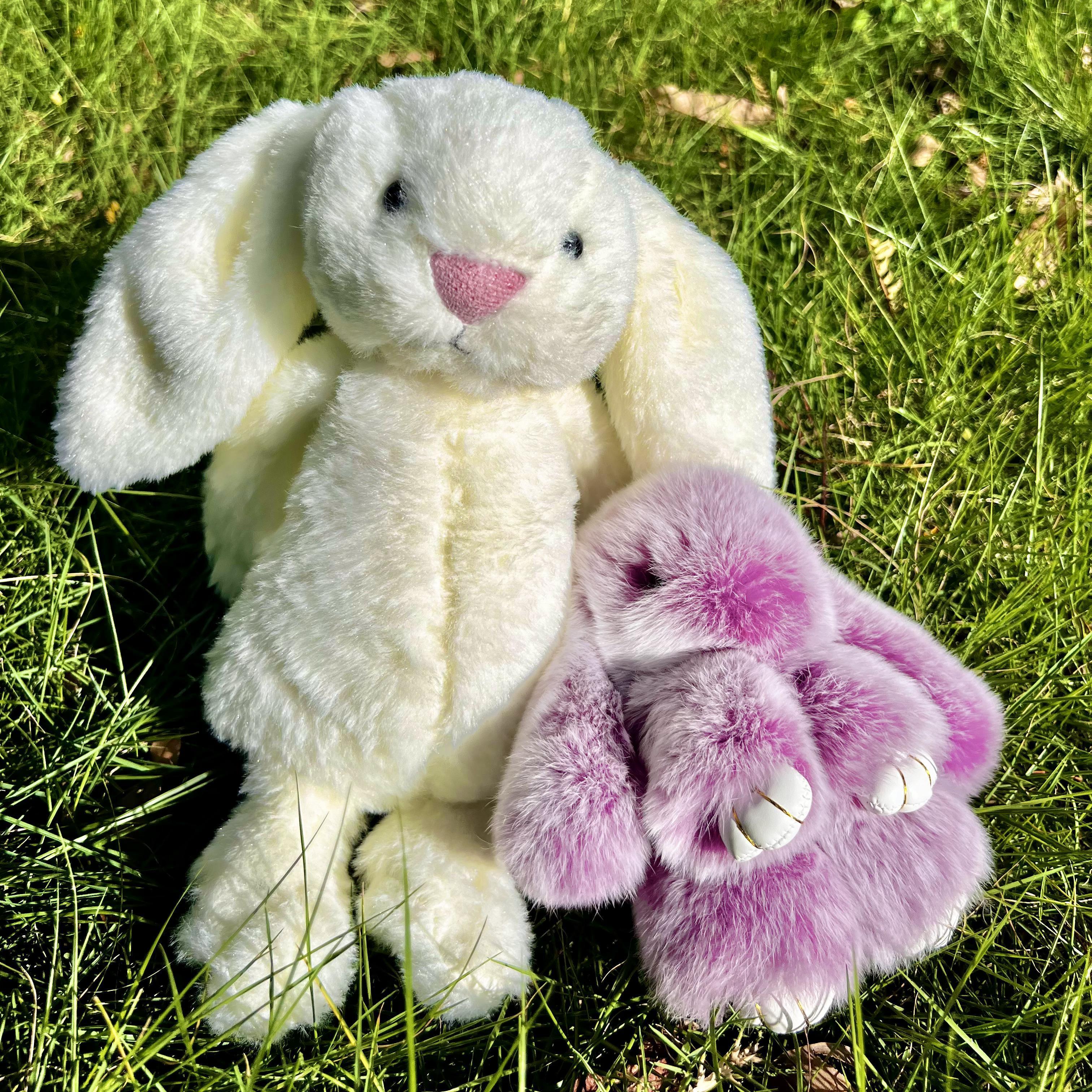 BunnyLulu Handmade Bunny Pompom Keychain with Designed Tin, Multi Colors - BunnyLulu