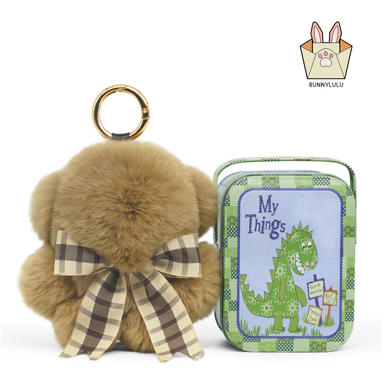 TeddyLulu Handmade Bear Pompom Keychain with Designed Tin - BunnyLulu