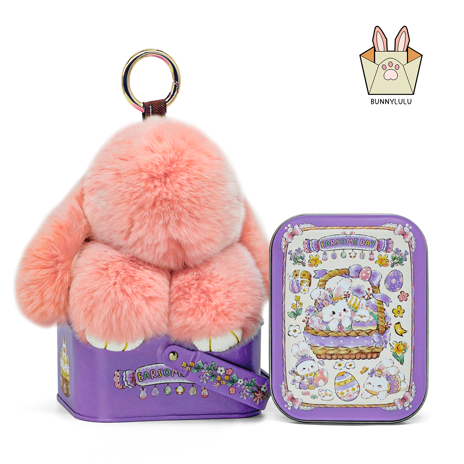 BunnyLulu™ Handmade Plush Bunny Keychain with Designed Tin - BunnyLulu