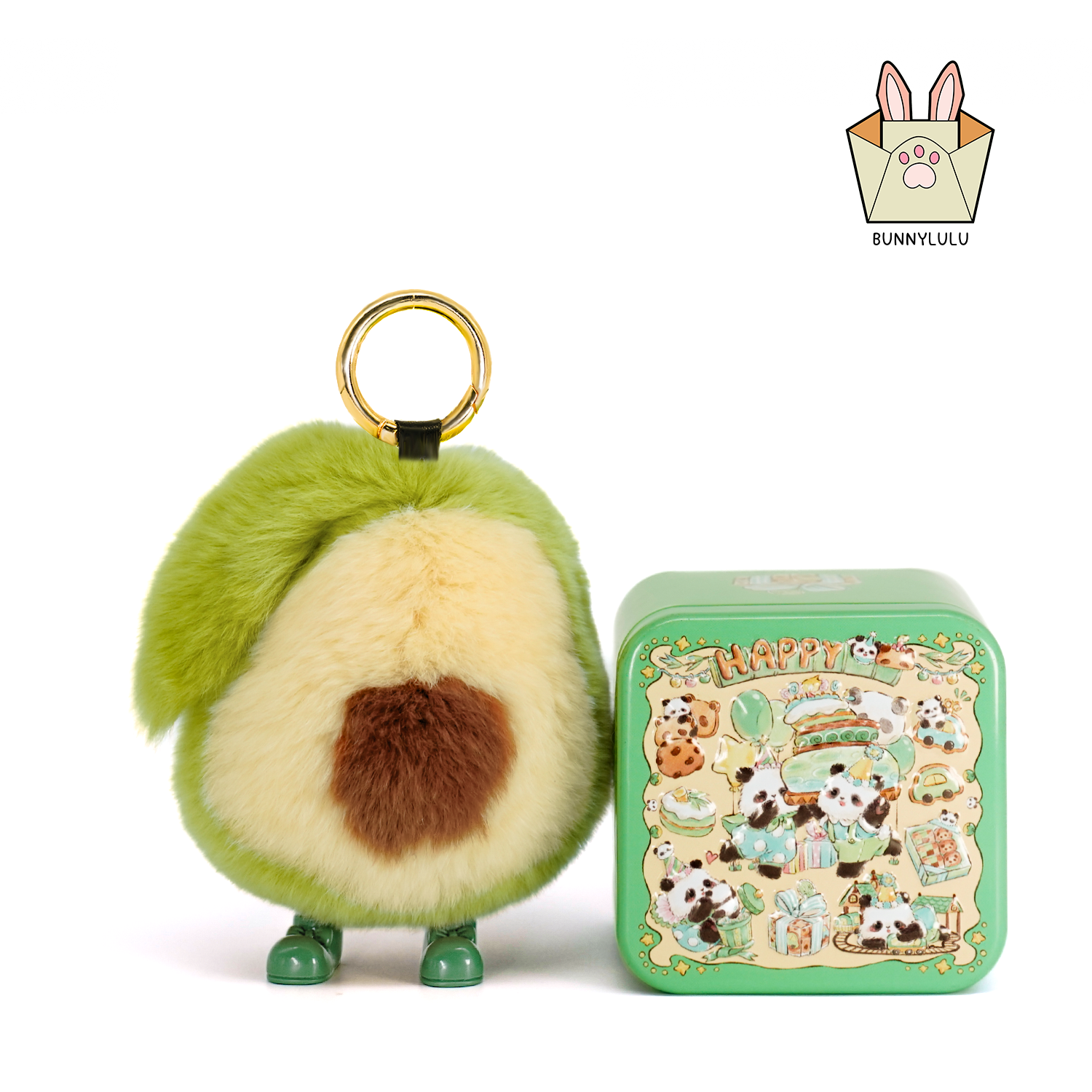 Avocado Plush Keychain with Designed Tin
