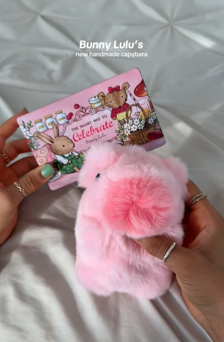 Bunnylulu™ Capybara Handmade PomPom Keychain with Tin