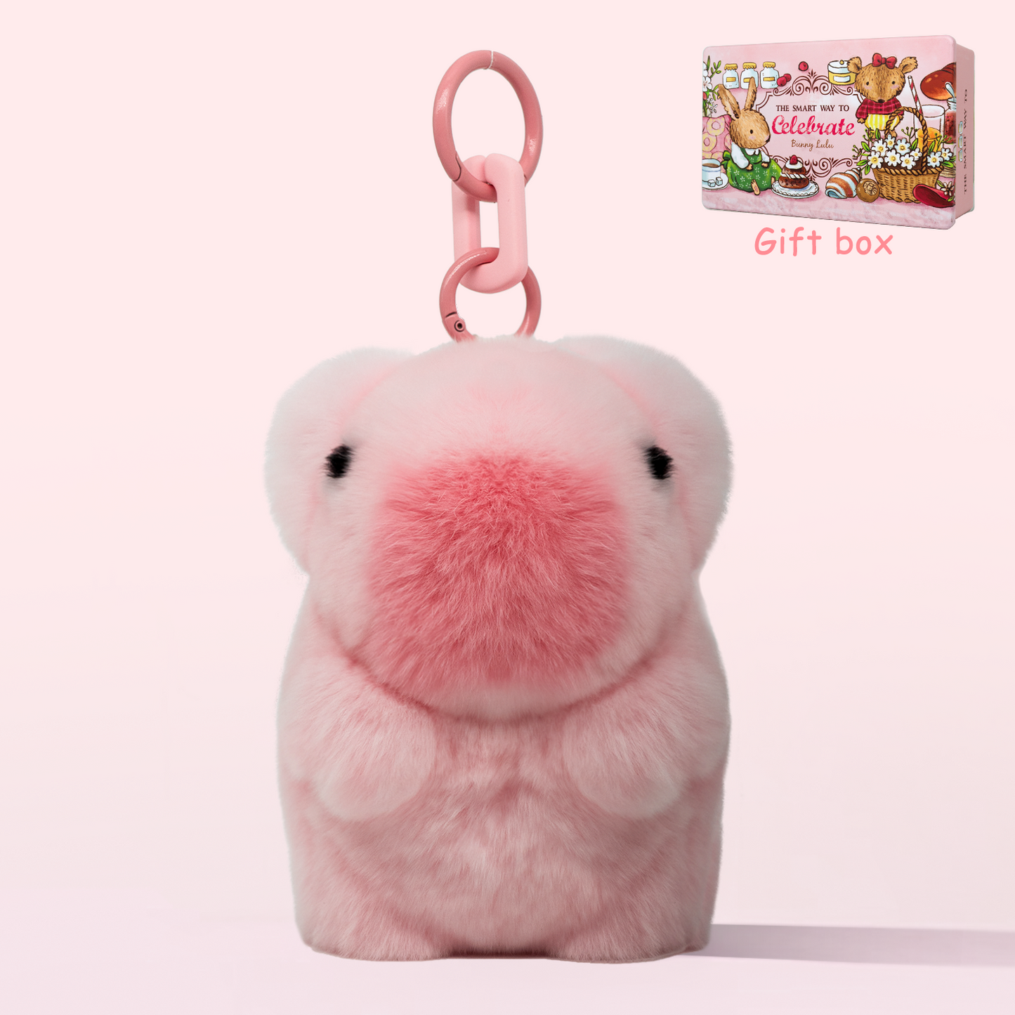 BunnyLulu Handmade Capybara PomPom Keychain with Designed Tin