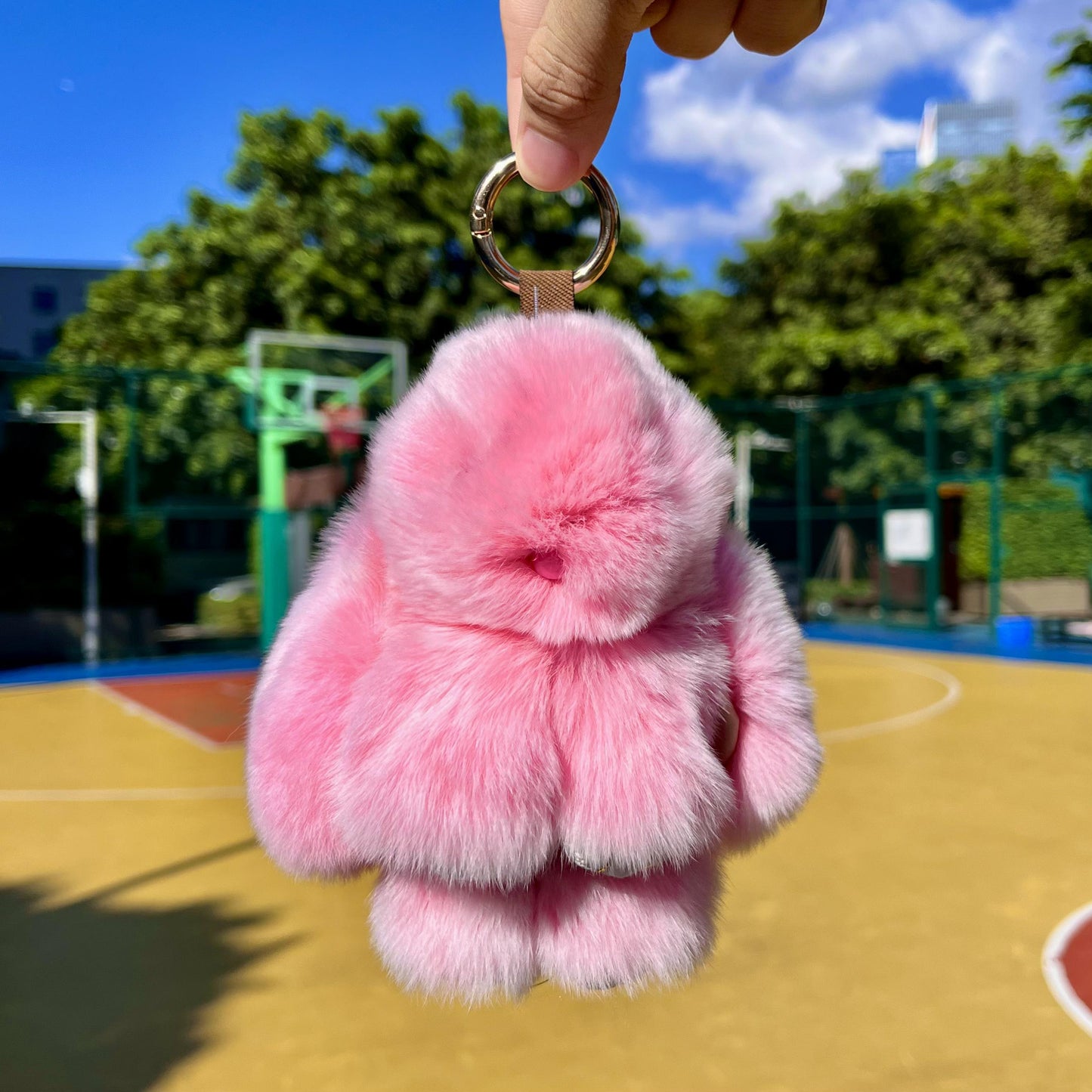 BunnyLulu Handmade Bunny Pompom Keychain with Designed Tin, Multi Colors