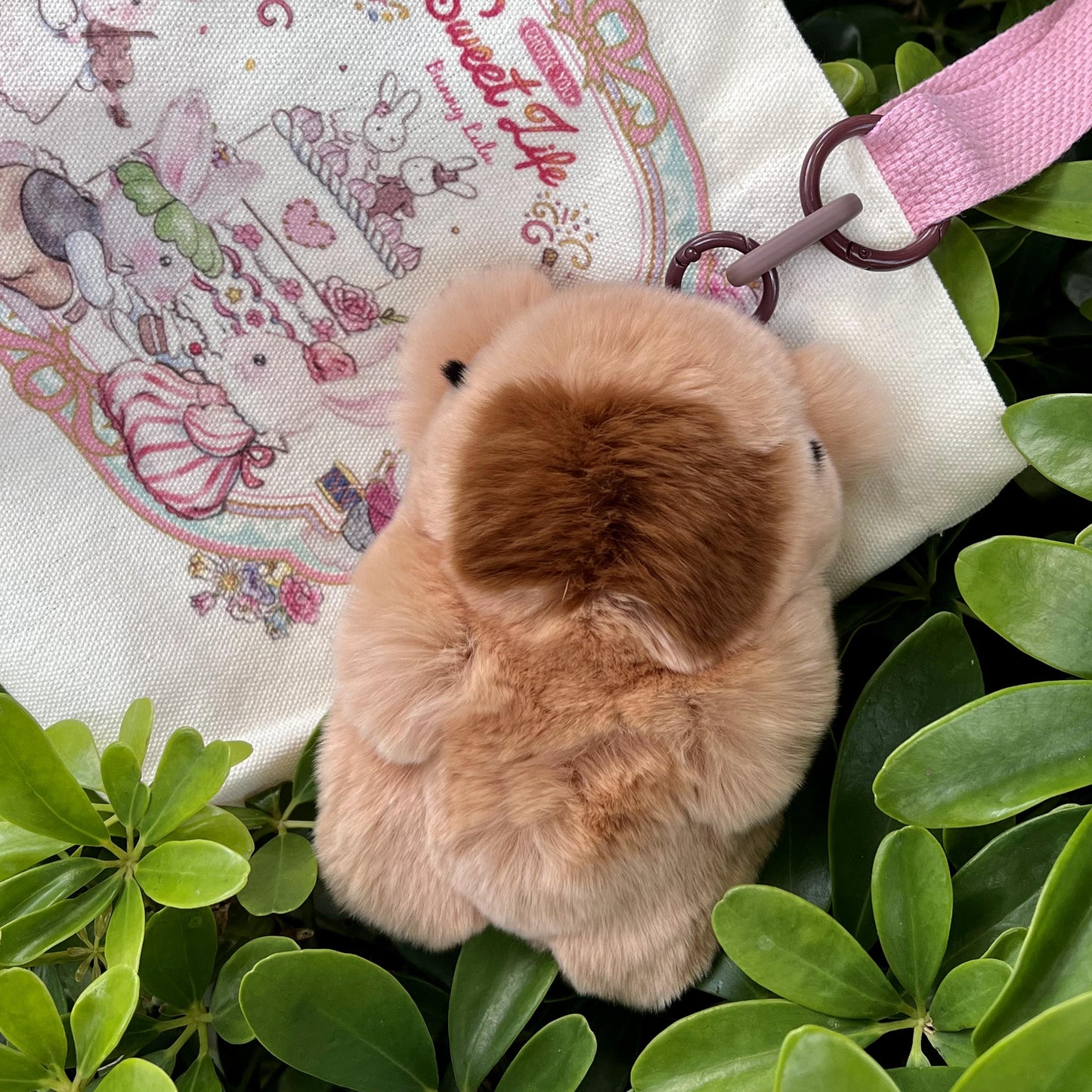 BunnyLulu Handmade Capybara PomPom Keychain with Designed Tin