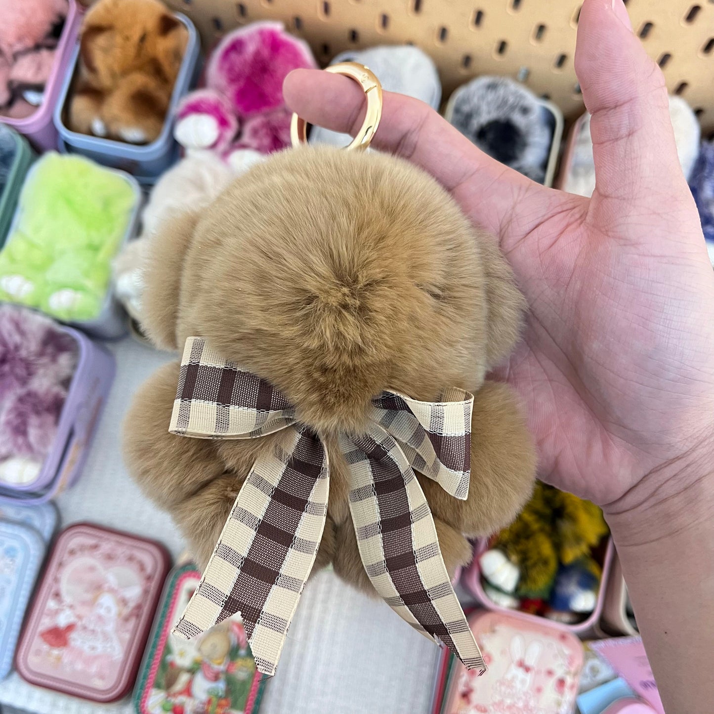 TeddyLulu × Handmade Bear Pompom Keychain with Designed Tin