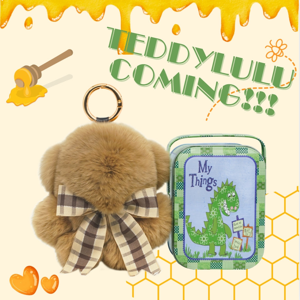 TeddyLulu × Handmade Bear Pompom Keychain with Designed Tin