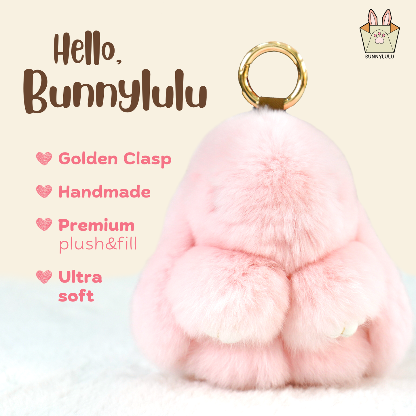 BunnyLulu Handmade Bunny Pompom Keychain with Designed Tin, Multi Colors