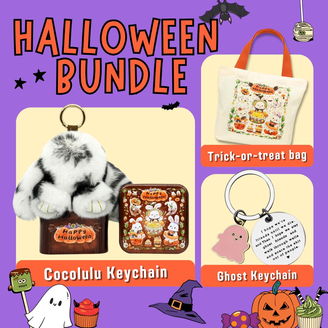 Halloween Gift Set | Bunnylulu Keychain, Trick-or-treat bag With Ghost Keychain