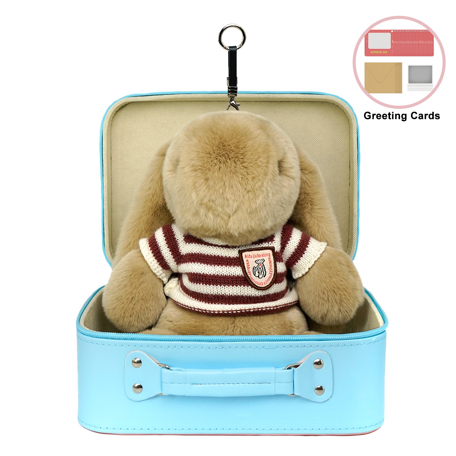 BunnyLulu™ XL Bunny Plush Toy Gift with Designed Makeup box, 13 inches