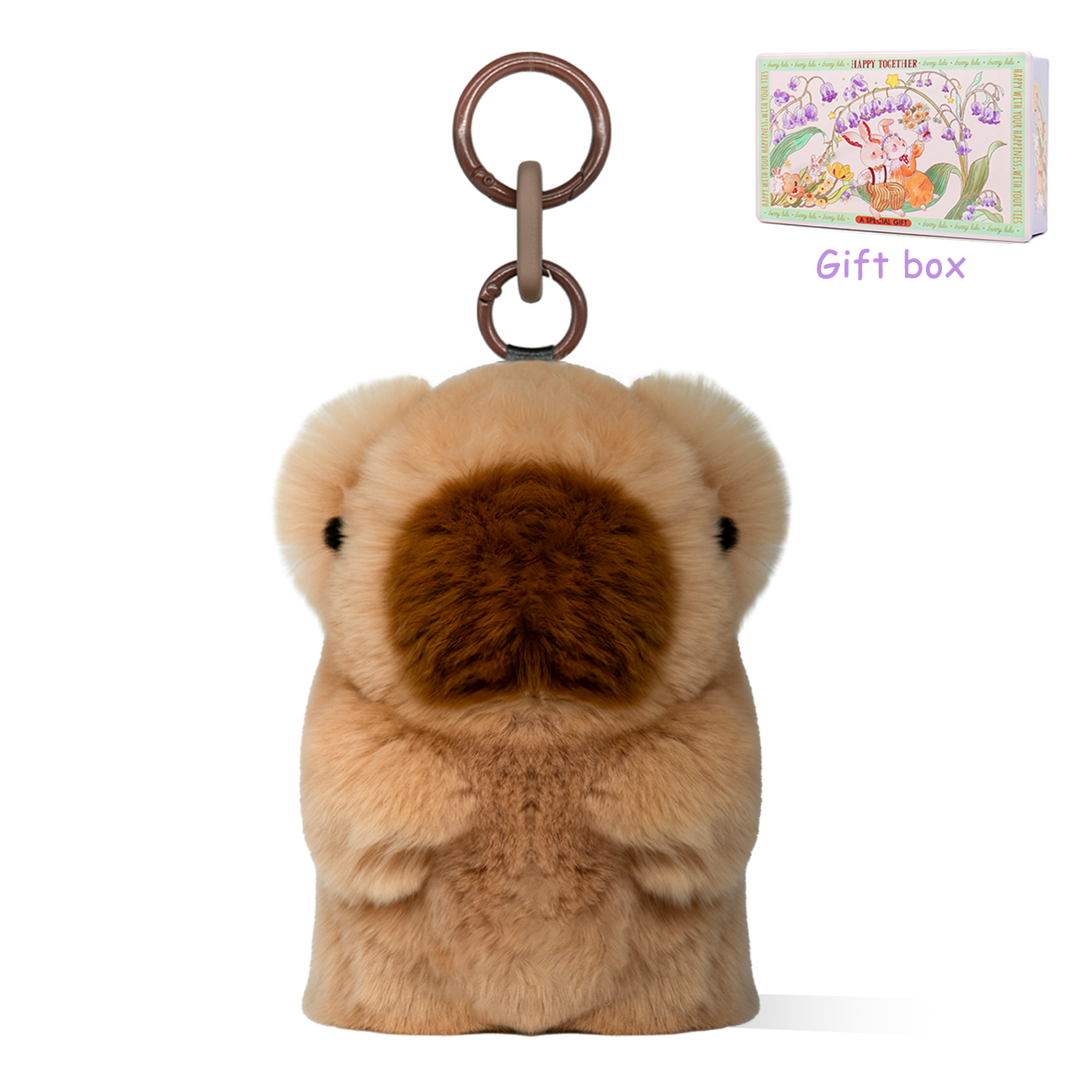 Bunnylulu™ Capybara Handmade PomPom Keychain with Tin