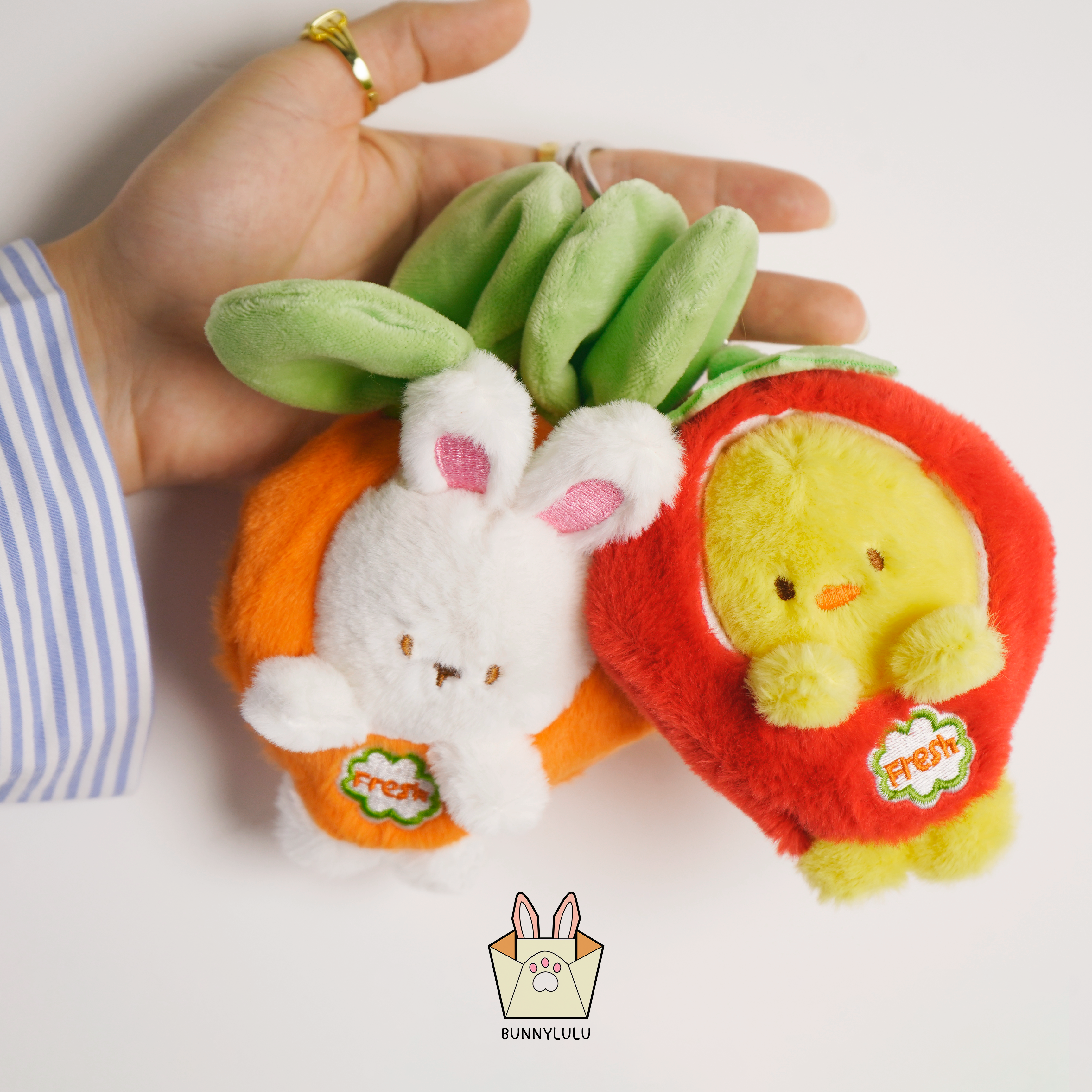 Fresh Veggie Zoo Keychain: Cute Animal Plush with Vegetable Costumes