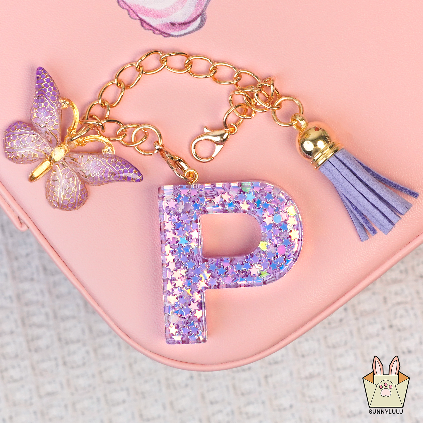 BunnyLulu × Initial Letter Resin Keychains with Tassle