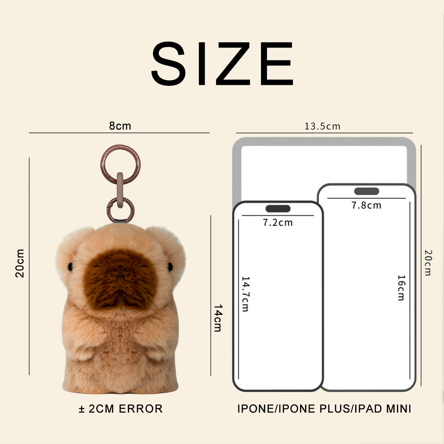 BunnyLulu Handmade Capybara PomPom Keychain with Designed Tin