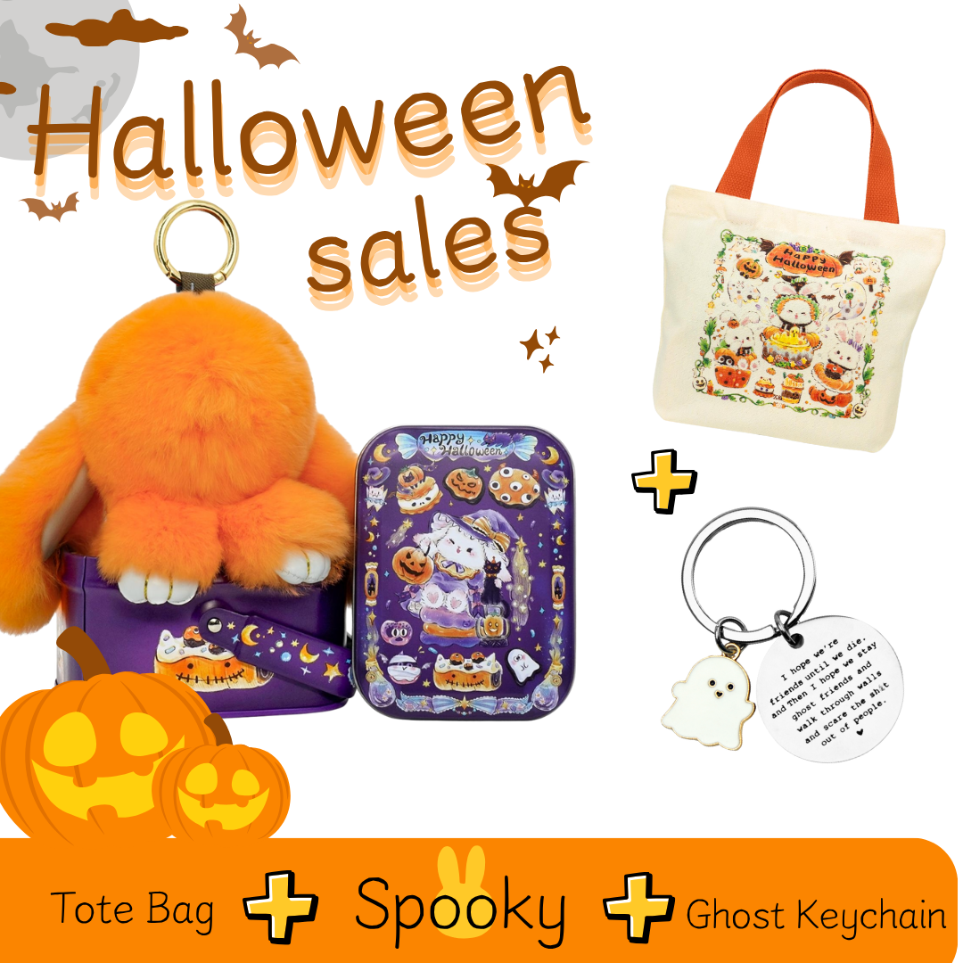 Halloween Gift Set | Spookylulu Keychain, Mini Tote Bag With Ghost Keychain