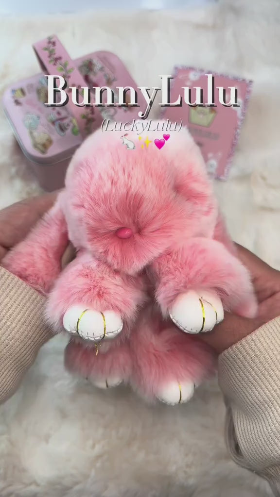 BunnyLulu™ Handmade Plush Bunny Keychain with Designed Tin