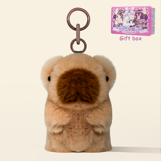 BunnyLulu Handmade Capybara PomPom Keychain with Designed Tin